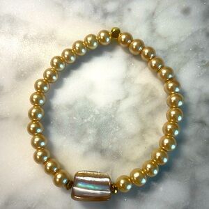 Abalone shell & Champagne pearl bracelet